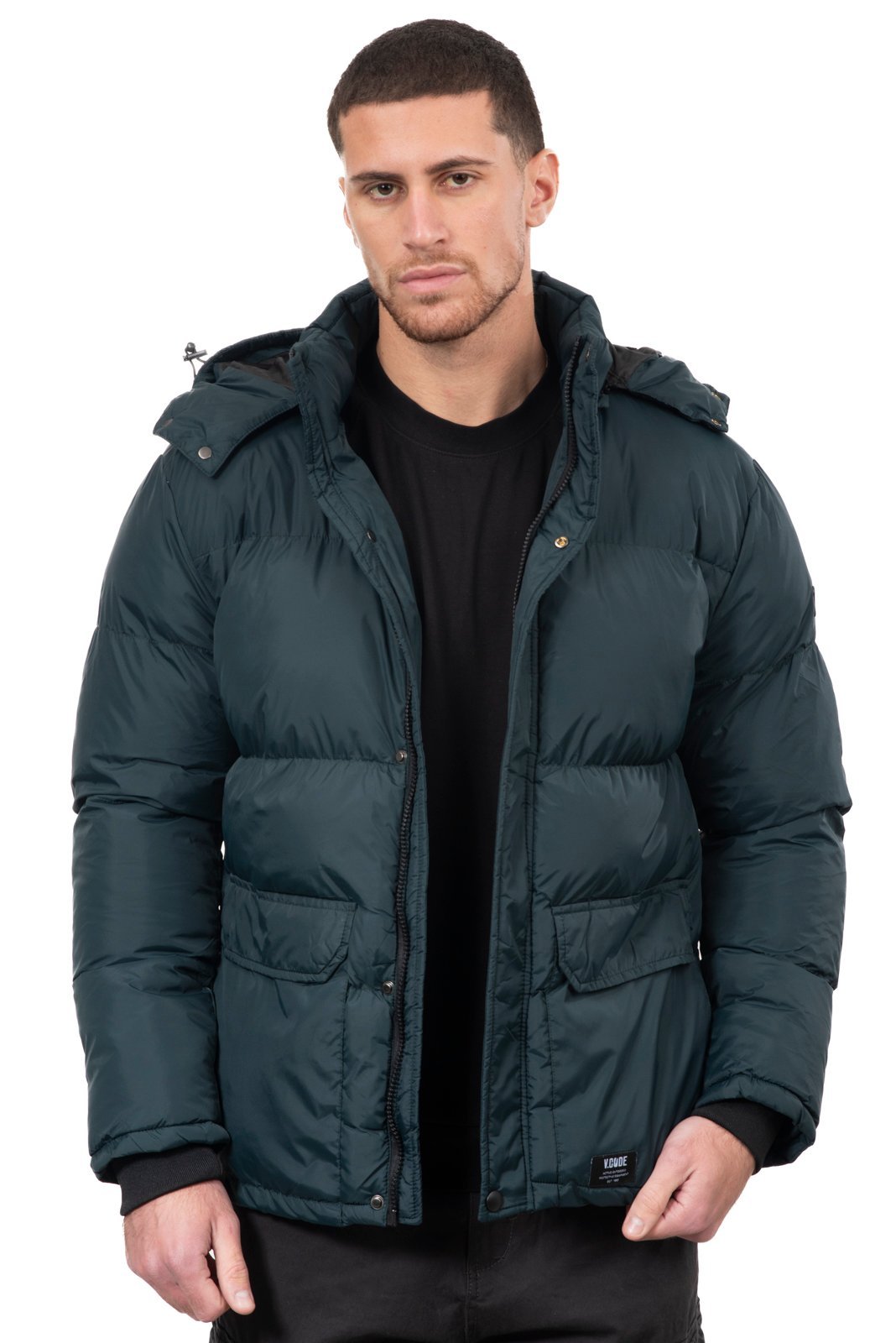 336-grren5 V336 VCODE ΜΠΟΥΦΑΝ PUFFER PETROL ΦΟΥΣΚΩΤΟ ΣΚΟΥΡΟ ΠΡΑΣΙΝΟ - Image 1